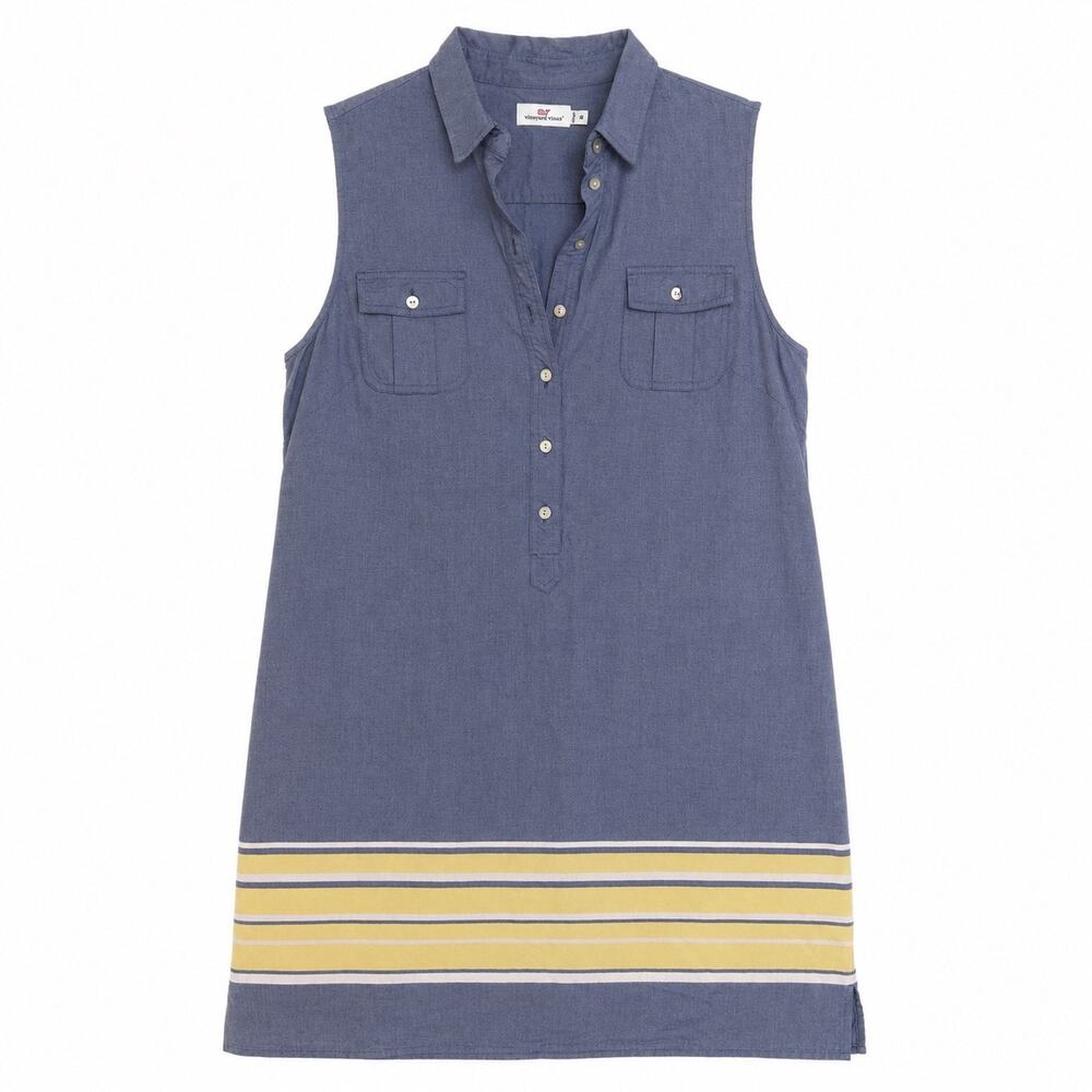 Vinyard vines sleeveless cotton  chambray knee length dress. Women 12